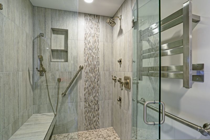 Contemporary Shower with Tile Accents